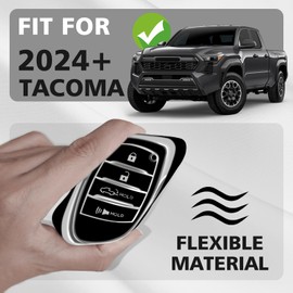 Muslogy Key Fob Case Cover Compatible with 2024 2025 Toyota Tacoma Accessories 4 Button Smart TPU Key Fob Protector 24Tacoma SR SR5 TRD PreRunner TRD Sport Off-Road Pro Trailhunter (Black)
