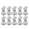 10Pcs Table Number Stands Stainless Steel Leaf Style Silver Color