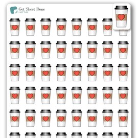 Coffee Frappe Planner Sticker / 54 Fun Vinyl Stickers l (1/2”) / Frappucino Date Me Time Self Care I LOVE COFFEE/Essential Productivity Life/Bujo Bullet Journaling (1 Sheet, I Like It Hot)