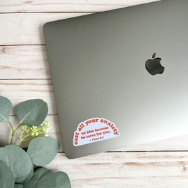 Religious stickers | Christian faith stickers | 1 Peter 5:7 decal