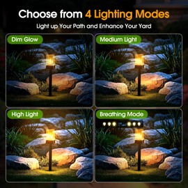 NACINIC Solar Pathway Lights Outdoor 8 Pack, Solar Garden Lights Warm White 4 Lighting Modes, Solar Path Lights Auto On/Off, Landscape Lighting for Yard Walkway Driveway Patio Lawn Decor