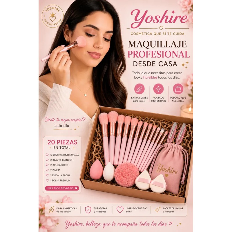 Kit Brochas Maquillaje Profesional 20 Piezas Beauty Blender