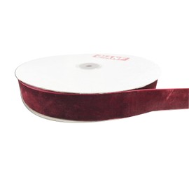 QIANF Vintage Burgundy Velvet Ribbon, 1 Inch X 25Yd