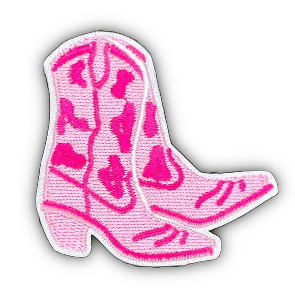 Herxion Western Iron On Patches, Pink Cowgirl Boot Jean Patches,