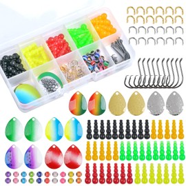 Fishing Lures Making Kit 144Pcs Spinner Lure Making Supplies Include Fishing Clevis Hooks Spinner Blades Stacked Fishing Beads for Trout Bass Salmon Bait Making Accessories