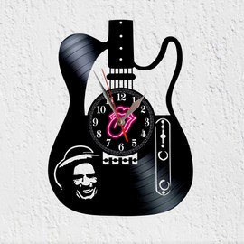 Vinyl Record Clock VINY WOODY Electric Guitar Rock and Roll Vinyl Disco Clock Blues Rock Rhythm and Blues Clock New Wall Decoration Original Gift