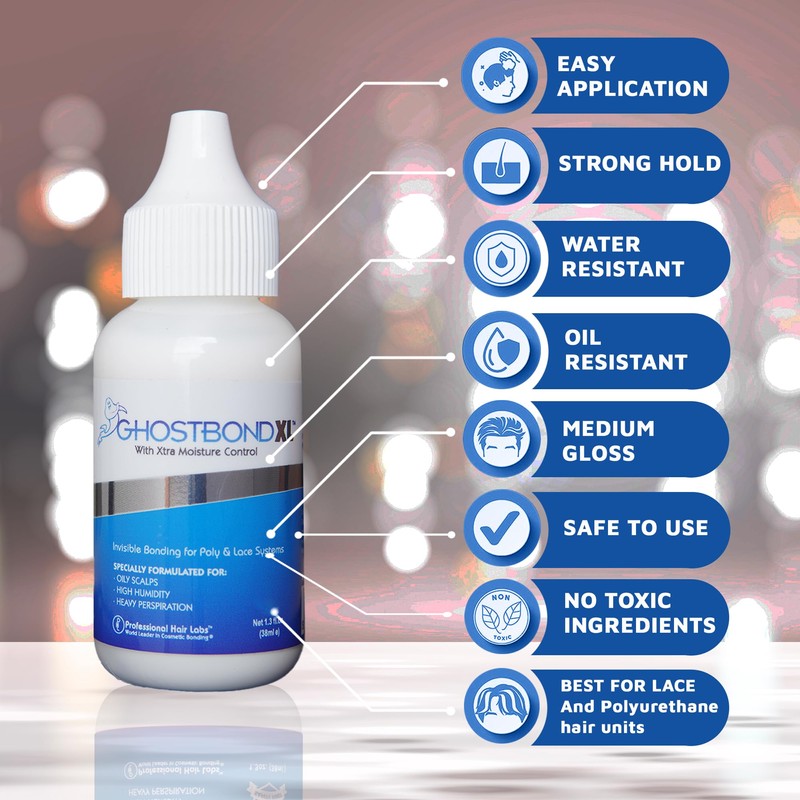 GHOSTBOND XL Hair Replacement Adhesive 1.3oz- Invisible Wig Bonding Glue: