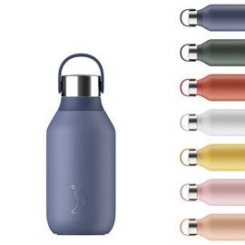 Chilly's Series 2 Water Bottle - Stainless Steel Thermal Bottles with Double Wall Vacuum, Soft Collar & Carry Loop - Whale Blue, 350ml