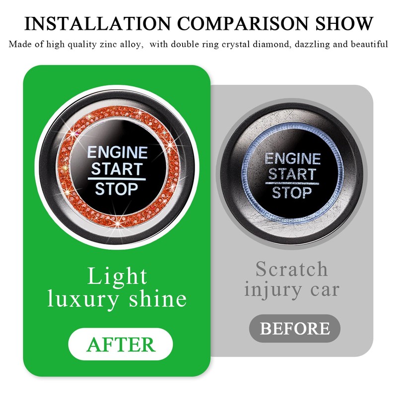 Yourkar Car Bling Engine Start Ring Decal, Sparkling Crystal Rhinestone