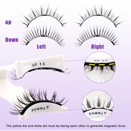 4 Pairs Magnetic Eyelashes Natural Look Kit False Eyelashes No Glue Needed - Reusable False Eyelashes Soft Magnetic Eyelashes Easy to Wear and Remove Use at Home（Four pairs-079+B07）
