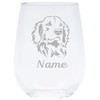 Golden Retriever dog themed with name 17 oz. stemless wine