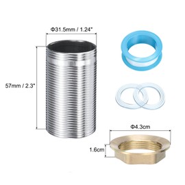 QUARKZMAN 2" Faucet Mounting Extension Shaft, Stainless Steel Threaded Pipe, Extension of Mounting Shank, Extension of Fixed High Foot with Nut and Gasket, 1 Piece