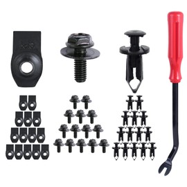 Xislet 45PCS Universal Style Engine Under Cover Splash Shield Guard Body Bolts Bumper Fender Liner Push Retainer Fastener Rivet Clips Compatible with Most Brand of Vehicles