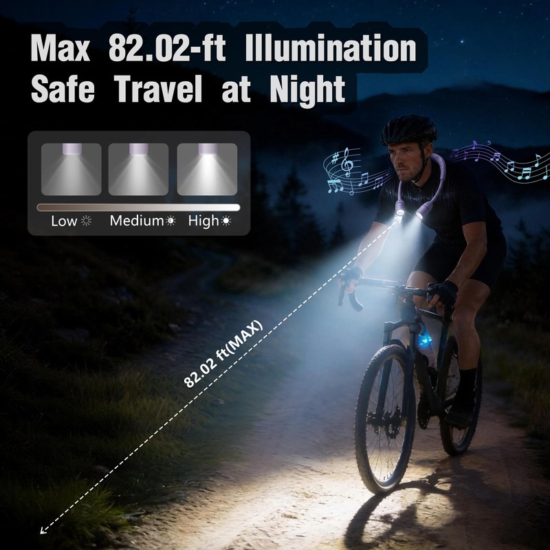 Plynvexa LED Book Light with Bluetooth Speaker,Bendable Neck Light 2600mAh