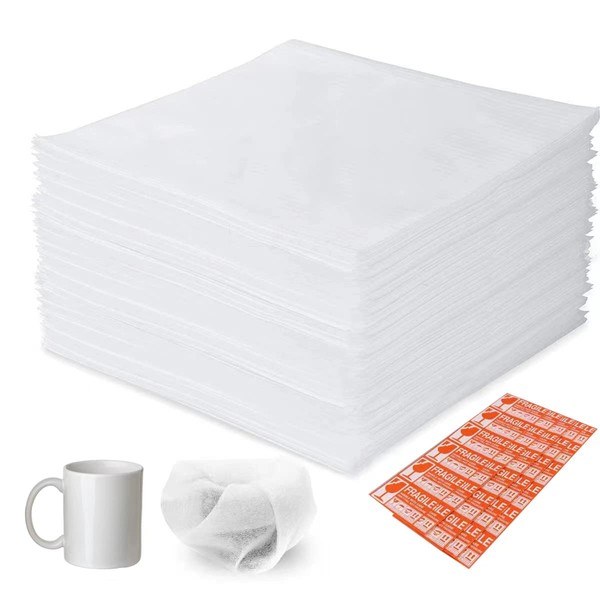 Moving Supplies, 15"x15" 50 Pack Cushion Foam Pouches, Packing Supplies for Moving and Storing, Foam pouches for Packing Dishes, Glasses, Cups.