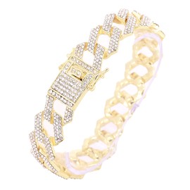 Charles Raymond Bling-ed Out Gold Round Luxury Mens Watch w/Bling-ed Out ZZ Design Bracelet - L0504B (L0504RNB ZZ Gold Gold)