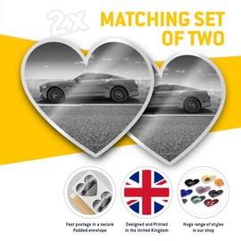 Awesome 2 x Heart Stickers 10 cm - BW - Awesome Muscle Car Automobile Fun Decals for Laptops,Tablets,Luggage,Scrap Booking,Fridges #41250