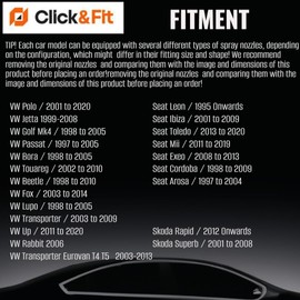 Click&Fit Windshield Washer Nozzles 2PCS Replacement for VW Golf Bettle Bora Golf Polo Passat Touareg Skoda Rapid Superb Spray Jet Kit OE# 6E0955985A