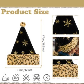 Leopard Santa Hat Christmas Hat 31*47cm for Adults,Kids,Thickened Xmas Hat Plush Santa Claus Hat,Unisex Velvet Father Christmas Hat Costume,Christmas Party Hat Cap for Xmas Holiday New Year Party Gift