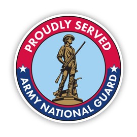 Proudly Served Army National Guard Sticker Decal - Self Adhesive Vinyl - Weatherproof - Made in USA - Reserve Veteran Retired - 2" x 2"