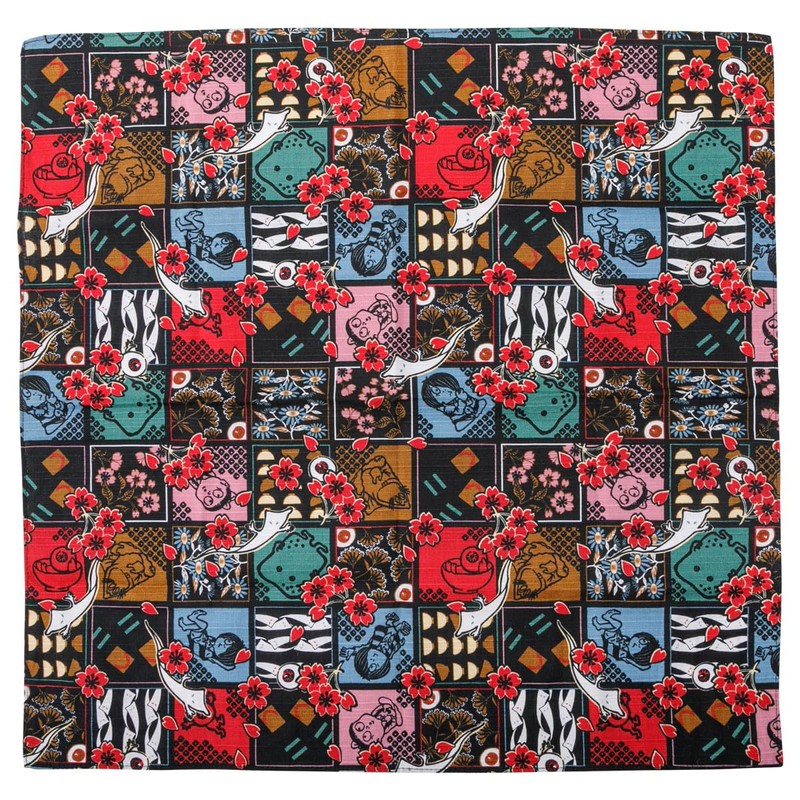 Gegege no Kitaro Lunch Cloth, Japanese Pattern, Black