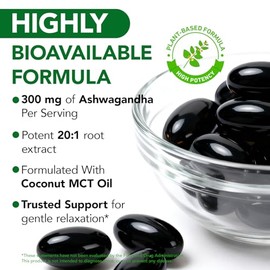 Ashwagandha KSM-66 Ashwagandha Softgels 6000mg Complex Ashwagandha Root Extract with MCT Oil & Black Pepper | Ashwagandha Powder Herbal Supplements for Women & Men