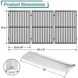Criditpid Grill Replacement Parts for Dyna Glo DGB610SSP DGF600SSP, Cast Iron Grates 70-01-296 and Heat Shield Tents for Dyna Glo Grill Replacement Parts DGB610SSP 6 Burner.