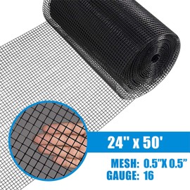 Fencer Wire 16 Gauge Black Vinyl Coated Welded Wire Mesh Size 0.5 inch by 0.5 inch (2 ft. x 50 ft.)