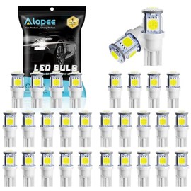 Alopee 30-Pack 194 Bombilla Led Blanco t10 Bombillas Led 5SMD 5050 Chip 168 Bombilla Led 2825 Bombilla Led 158 501 W5W Automotriz Bombillas Led para Coche Cúpula Mapa Puerta Cortesía Luz Tronco DC 12V