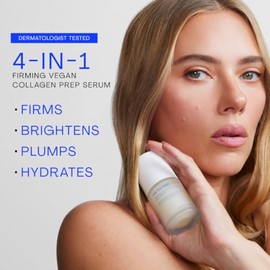 The Outset Suero facial reafirmante de colágeno vegano, suero facial regordete e hidratante, suero de preparación de la piel no pegajoso para líneas f