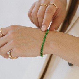 KissYan Tennis Bracelet for Women, 14K Gold Plated Cubic Zirconia Adjustable Slider Bracelets Trendy Jewelry Gift for Girls, moderate, Cubic Zirconia