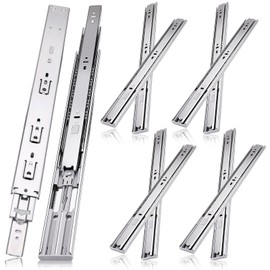 18 inch Drawer Slides 4 Pairs (8pcs) Soft Close 3 fold Full Extension Side Mount Cabinet Drawer Glides 18" Silver Cabinet Rails for Dresser, Cabinet, Kitchen 100 LB Capacity