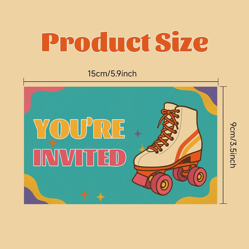 20 Pack Roller Skate Party Invites with Unique Design and