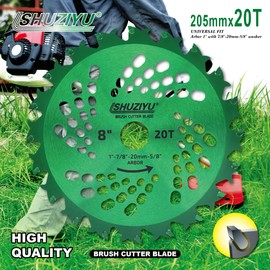 SHUZIYU, 8"-20T. Large Carbide Tip, 1" Arbor with Washer Adapter 7/8"-20mm-5/8, Brush Cutter Blade, Trimmer Weed Blade. Suitable for All Brand of Brush Cutter