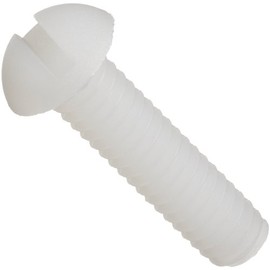 Nylon 6/6 Machine Screw, Plain Finish, Off-White, Round Head, Slotted Drive, Meets ASTM D4066/ASTM D6779, 1/2" Length, Fully Threaded, #8-32 Threads (Pack of 100)