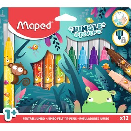 'Maped Rotulador Jumbo Jungle Fever X12 - Colores Vivos para Creatividad sin Fin - Dimensiones Ideales