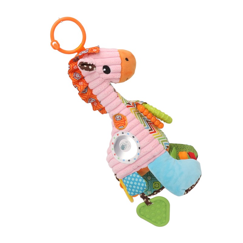 Infant Stroller Rattle Bell with Teether Mirror Cute Giraffe Plush