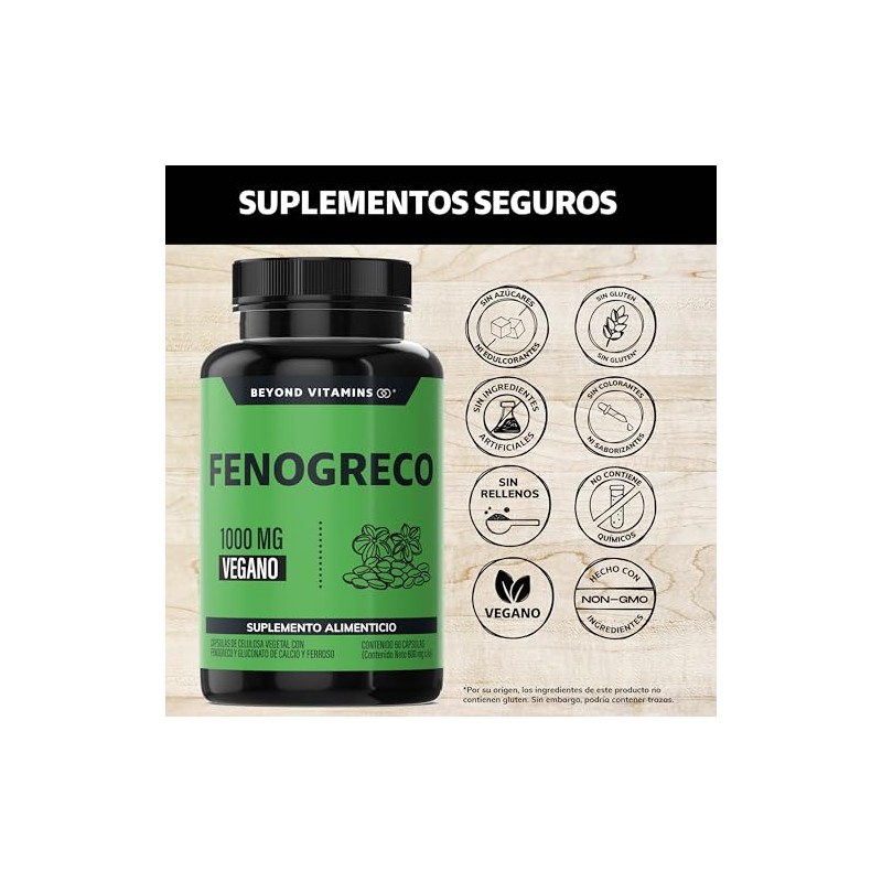 Beyond Vitamins Fenogreco 1000mg Reforzado Calcio Hierro Vegano Rellenos Fenugreek