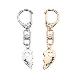 BFF Friendship Keychains for 2 - Best Friend Keychains BFF Gifts for 2 Matching Heart Best Friends Forever Pendant Keyrings Set