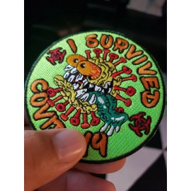 I SURVIVED CORONA 2020 EMBROIDERED PATCH IRON / SEW-ON 3.5''