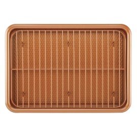 Ayesha Curry Nonstick Bakeware Set with Nonstick Cookie Sheet / Baking Sheet and Cooling Rack - 2 Piece, Copper Brown