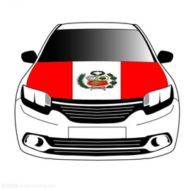 Peru Car Hood Cover, Flag 4x5ft Car Bonnet Banner, Universal Fit, Elastic Polyester, Stretchable, Patriotic Automotive Hood Covers, Patriot Gifts