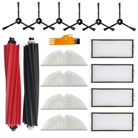 17 Accessories Q8 Max Q8 Max Q5 Pro Q5 Pro Vacuum Replacement Part for Roborock, 2 Main Brushes, 6 Side Brushes, 4 Hepa Filters, 4 Mops, 1 Cleaning Brush