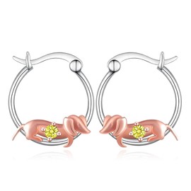 Dachshund Earrings 925 Sterling Silver Dachshund Birthstone Earrings Wiener Dog Birthstone Jewelry Dachshund Gifts for Women Dog Lovers (November)