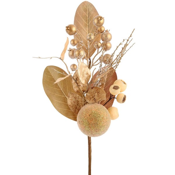 SilksAreForever 18" Beaded Ball, Berry & Magnolia Artificial Stem Pick