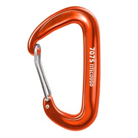 Aluminum Alloy Locking Carabiner, Ultra Lightweight, Heavy Duty, Load Capacity 2,697.7 lbf, Multi-Functional, D-Ring, D-Hook, Keychain, Outdoor Activities, Camping, Compact, Orange, 1 Carabiner