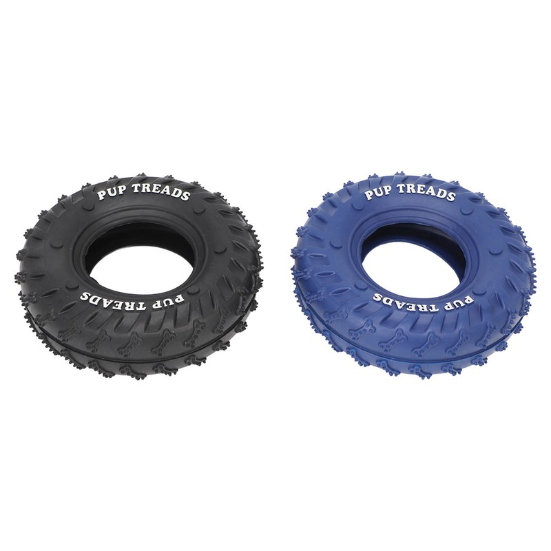 2Pcs Blue Black Rubber Tire Dog Chew Toy Safe Tire
