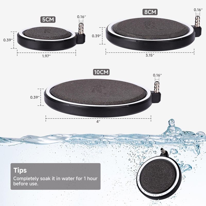 hygger Air Stone for Aquarium: Quiet High Dissolved Oxygen Diffuser