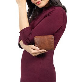 STILORD 'Paris' Womens Leather Purse RFID Vintage Ladies Wallet Card Holder with NFC Protection Slim Leather Purse with Coin Pouch Genuine Leather, Colour:toskana - Washed Cognac