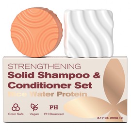 Solid Shampoo and Conditioner Bar Set High Protein for Damaged Hair - Repair, Nourish & Strengthen for Volumizing Smooth, Shine - Paraben Free